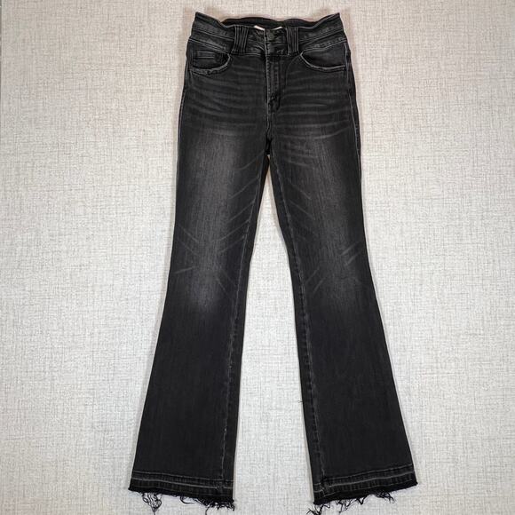 Flying Monkey Jeans High-Rise Bootcut Dark Gray Rough Hem 28/31 - Picture 1 of 10